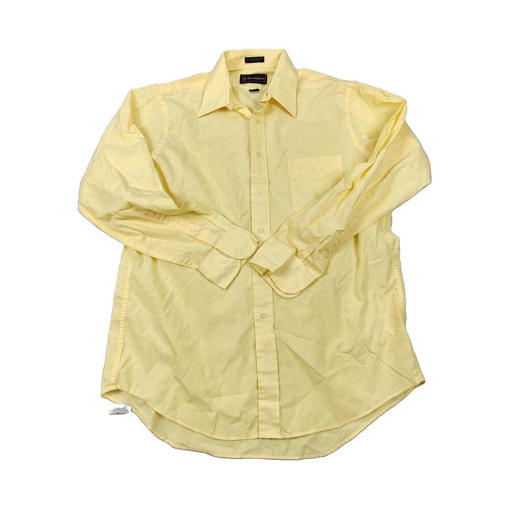 Barrington Dress Shirt Mens 16.5 34/35 Yellow Solid Cotton Poly Long Sleeve